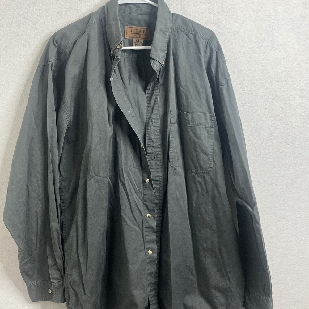 Vintage Gear for Sports Gray Cotton Button Down Shirt XL Casual Outdoor